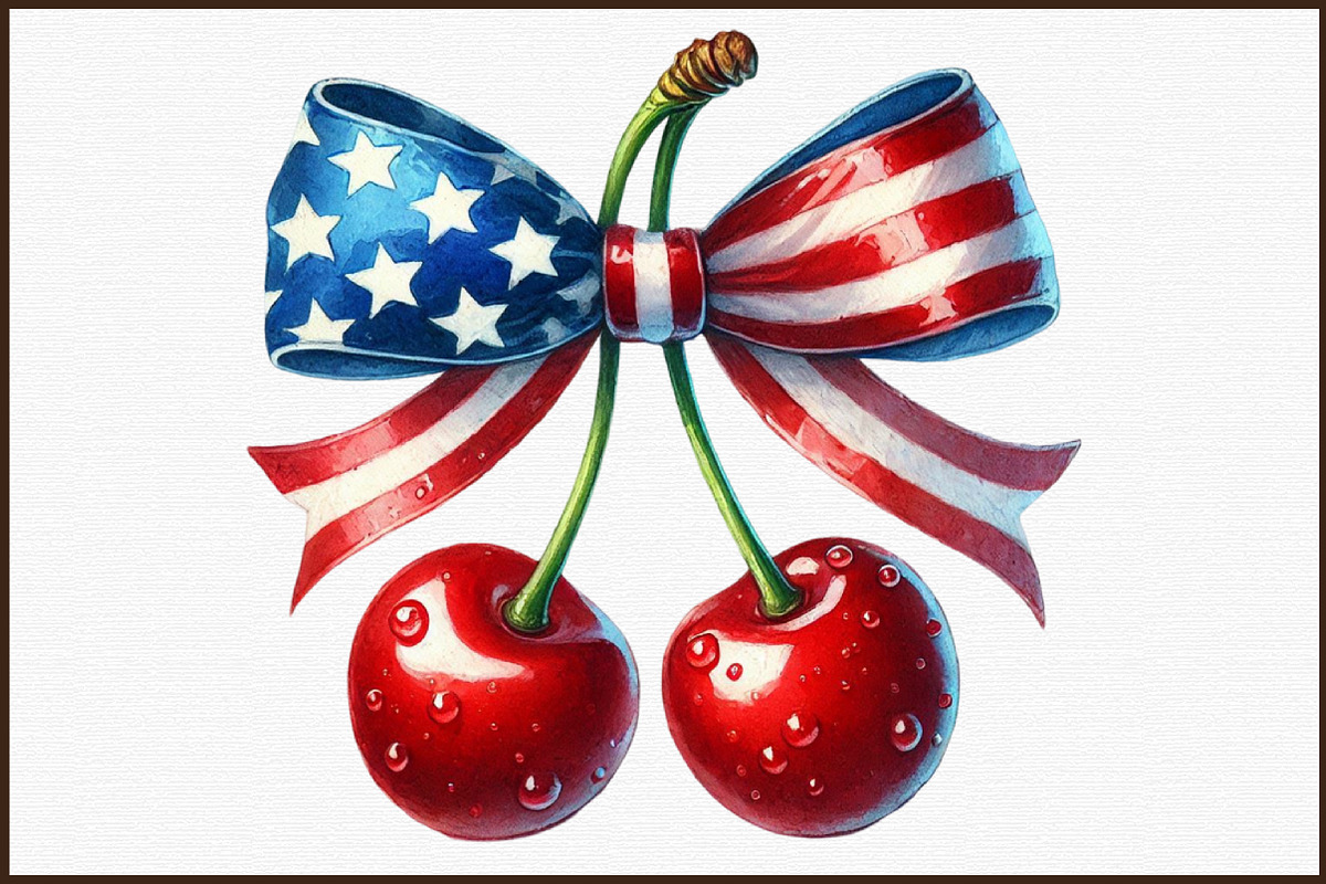 4th of July Cherry Bow Clipart, an Illustration by Sublimation Artist (Photo 3 of 6)