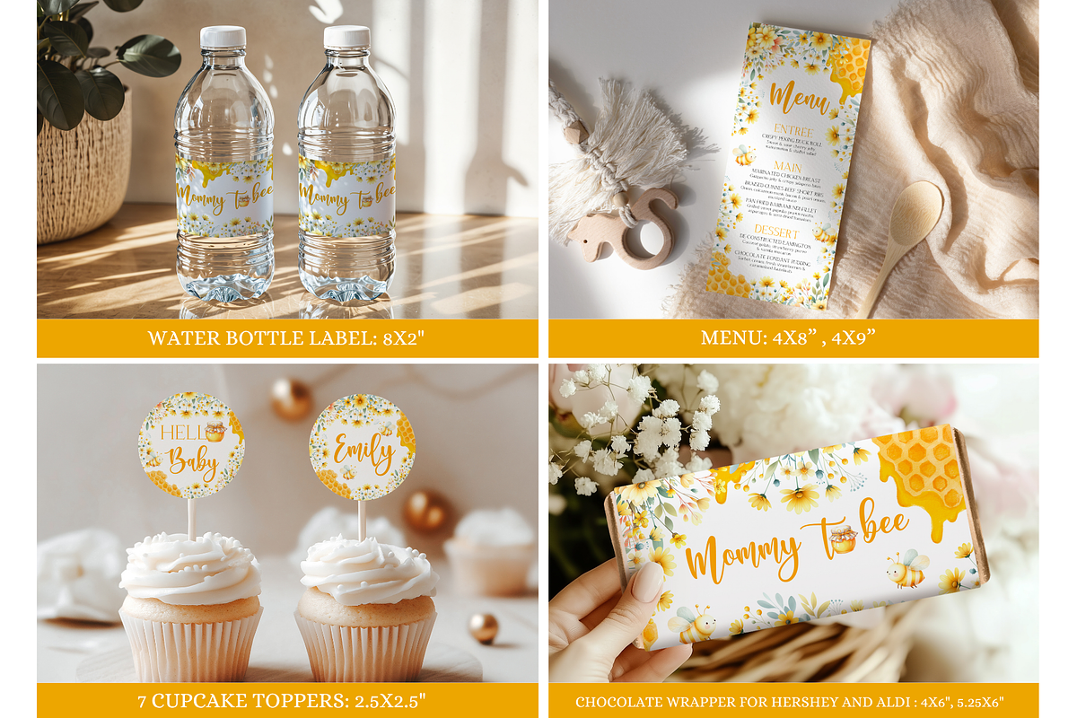 Mommy to Bee Baby Shower Bundle, a Templates & Theme by VeliusCreativeStudio (Photo 6 of 8)