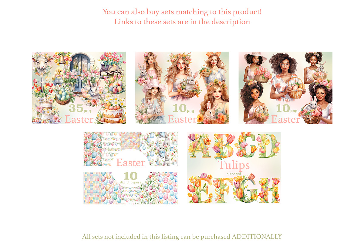 Easter Pastel Clipart | Cottagecore, a Seasonal Illustration by GlamArtZhanna (Photo 2 of 6)