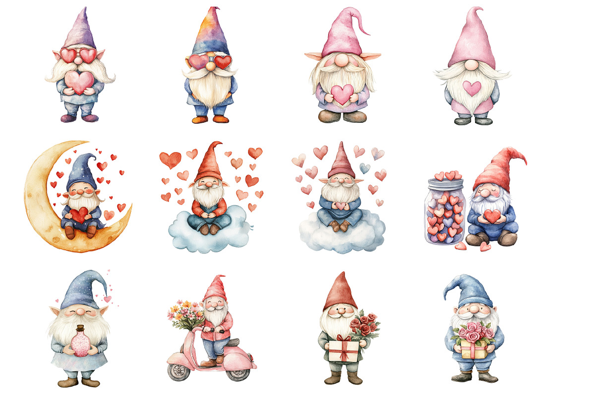 Valentines Gnome Clipart, an Illustration by Design Market (Photo 3 of 3)
