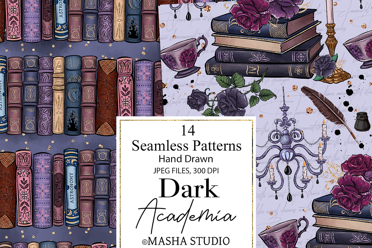 Dark Academia Seamless Paper Pack, a Pattern Graphic by Masha  Studio (Photo 3 of 8)