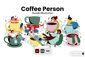 Coffee Person Doodle Illustration, a Person Illustration by SLAB! Design