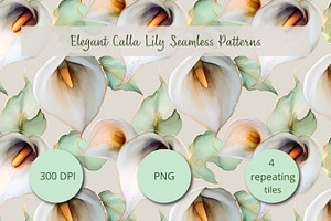 Elegant Calla Lily Seamless Patterns