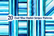 Cool Blue Ombre Stripes Patterns, a Texture Illustration by Dream Creation (Thumbnail 1 of 5)