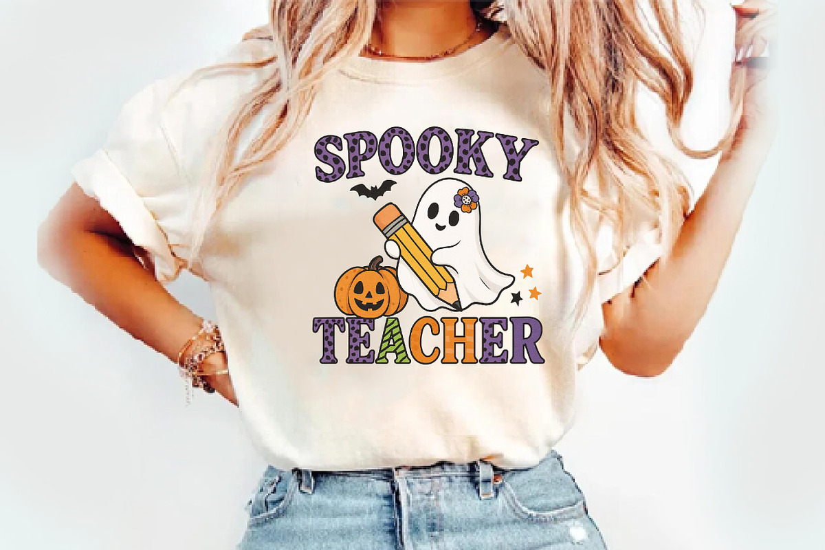 Preppy Spooky Teacher Png, Halloween, an Illustration by Watercolor design (Photo 2 of 3)