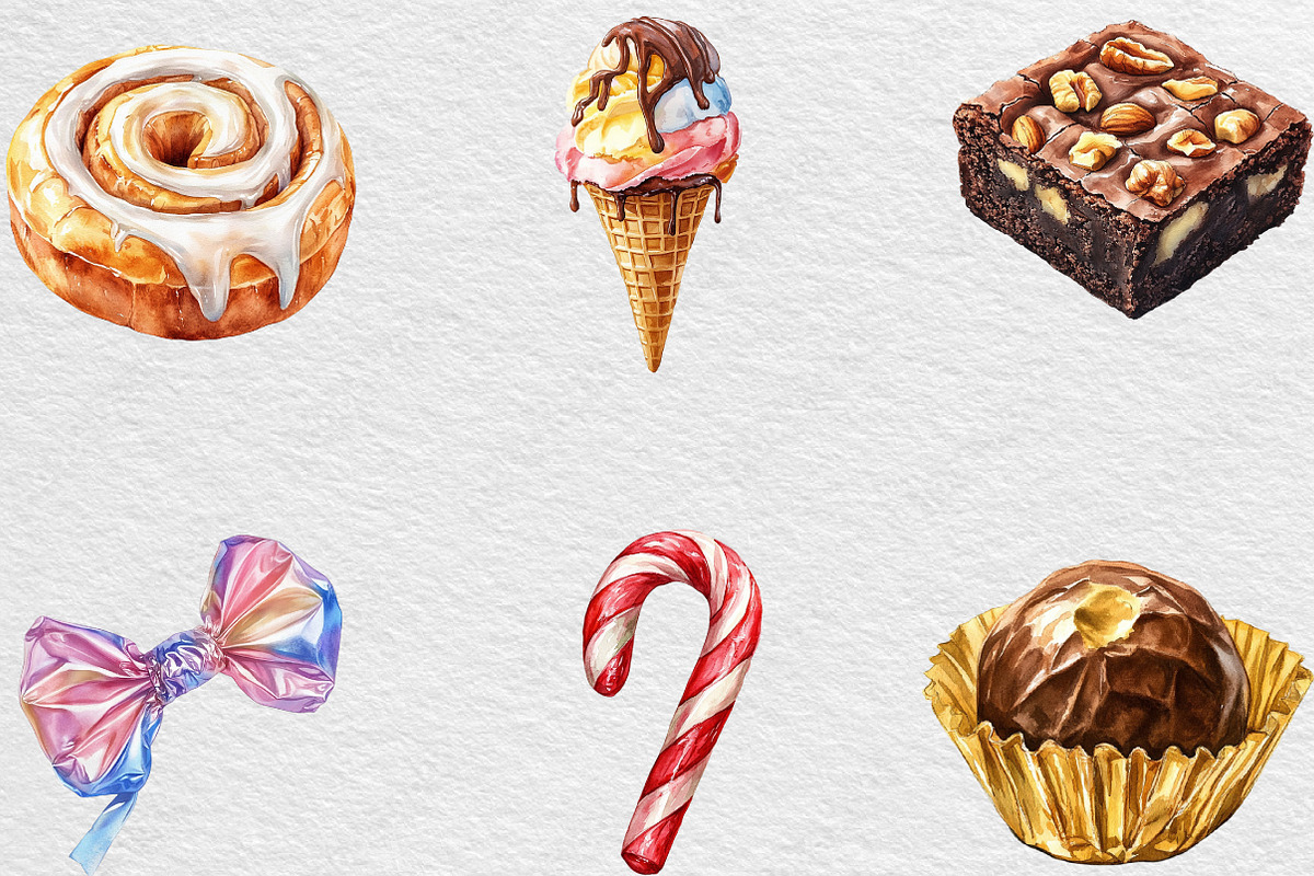Watercolor Sweets Clipart, an Illustration by Black Bird Studio (Photo 3 of 6)