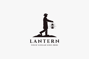 Man Holding Lantern Logo