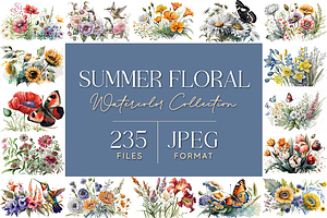 Summer Floral Watercolor Collection