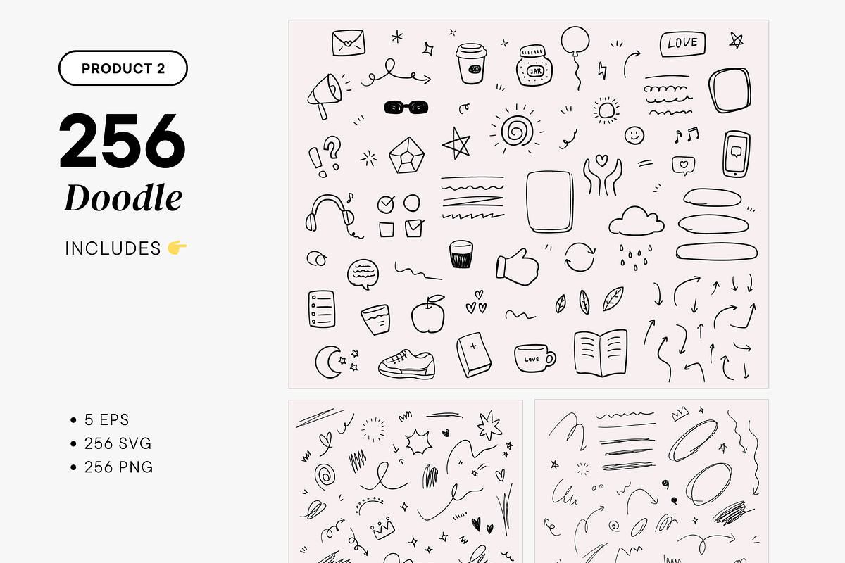 【50%】 BIG SALE Doodle BUNDLE, an Object Graphic by Pinkbrush (Photo 4 of 8)