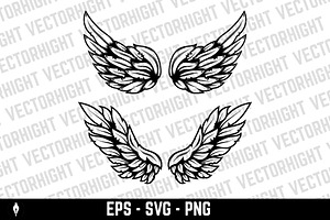 Set of illustrations of wings svg, an Animal Illustration by Vectorhight