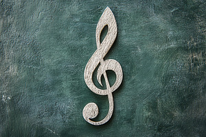 Music treble clef on green background, a Photo by AlyaAnd