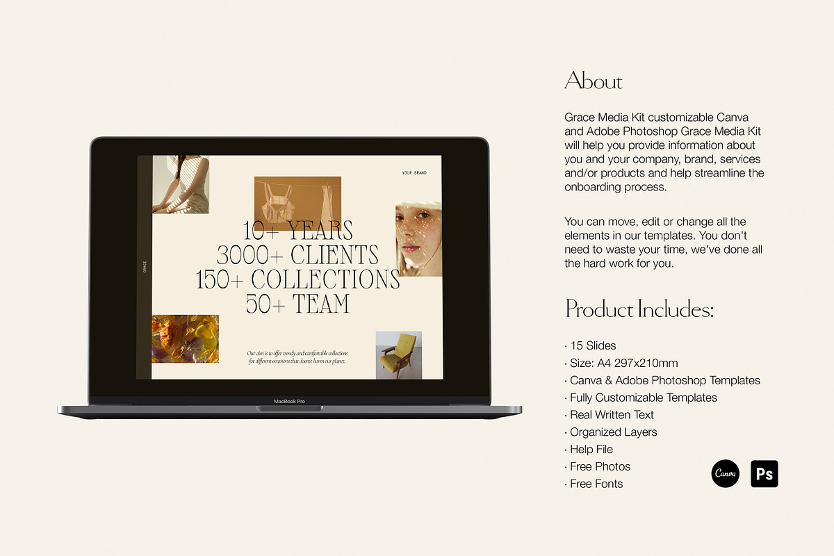 CANVA PS Media Kit Presentation, a Presentation Template by Love Radiation Studio (Photo 2 of 17)