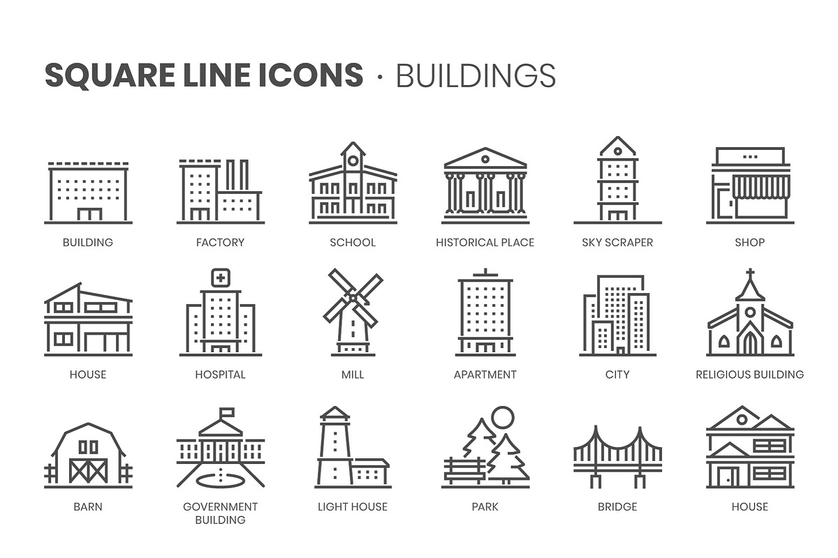 Square line icons, an Outline Icon by Howcolour (Photo 29 of 85)