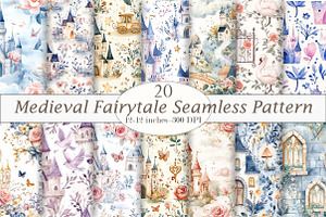 Medieval Fairytale Seamless Pattern, a Pattern Graphic by Design Market