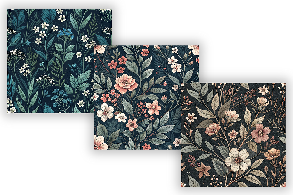 Dark Cottagecore Floral Pattern, a Pattern Graphic by FloridPrintables (Photo 4 of 7)