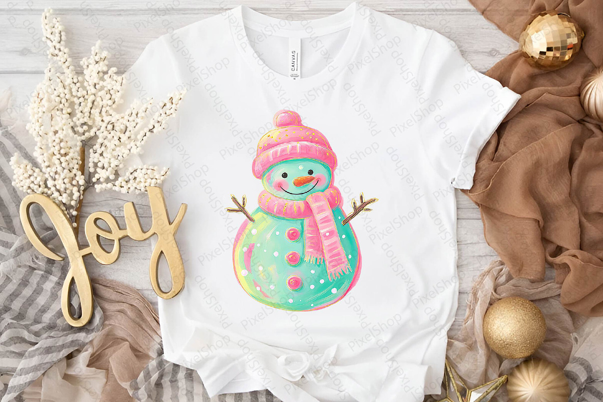 Cute Retro Christmas Snowman Design, an Illustration by DreamPrint404 (Photo 4 of 7)