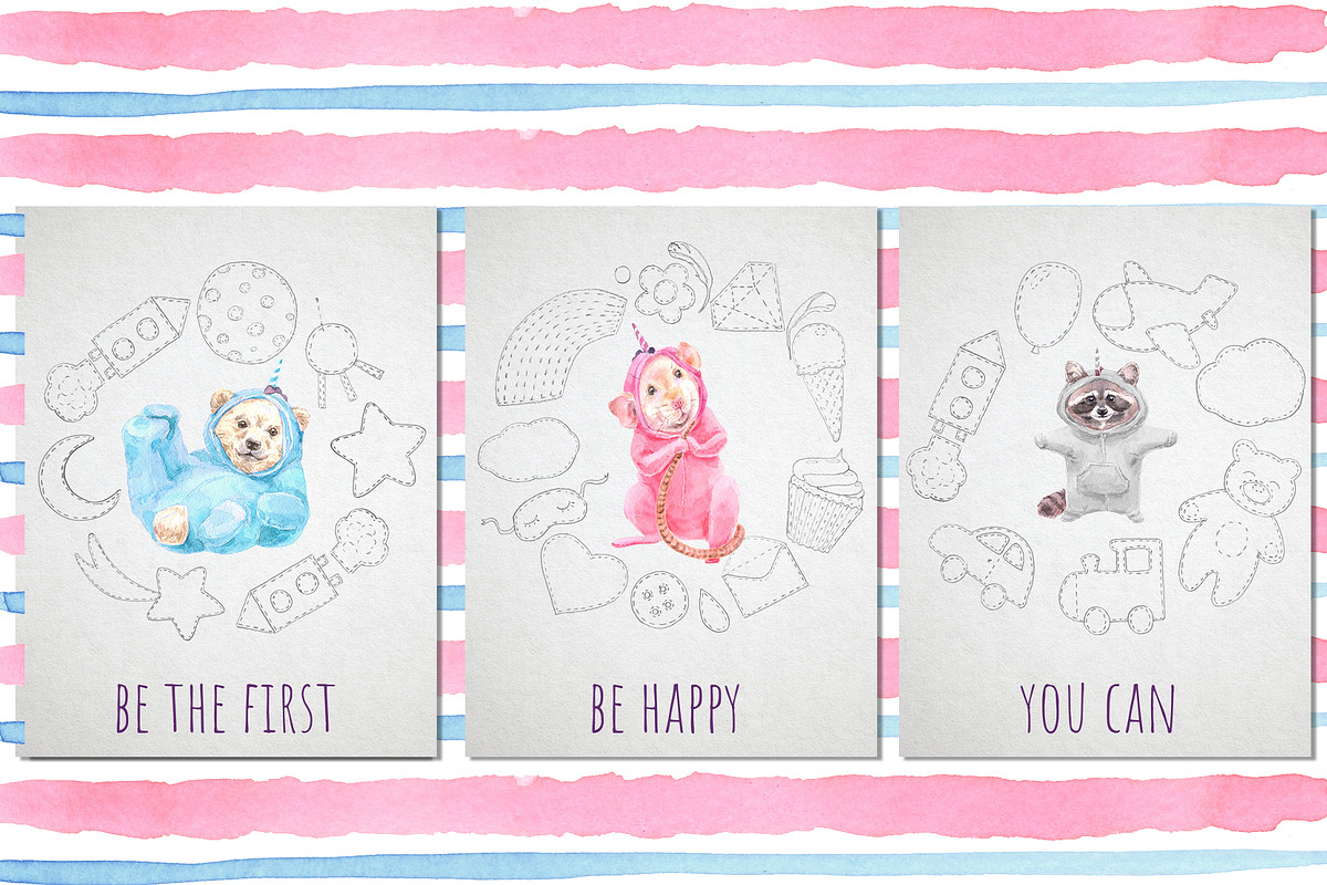 Cute Baby Unicorn Collection, an Animal Illustration by Cat In Colour (Photo 3 of 9)