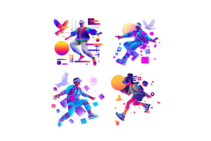 Person in vr headset cartoon vector, a Person Illustration by Onyx