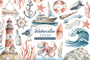 Under the Sea Marine Animals Clipart, an Illustration by MockupWizard