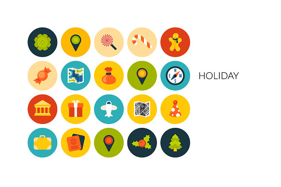 Flat Icons Set Holiday
