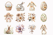 Watercolor Easter Bunnies Clipart, an Illustration by Design Market (Thumbnail 3 of 4)