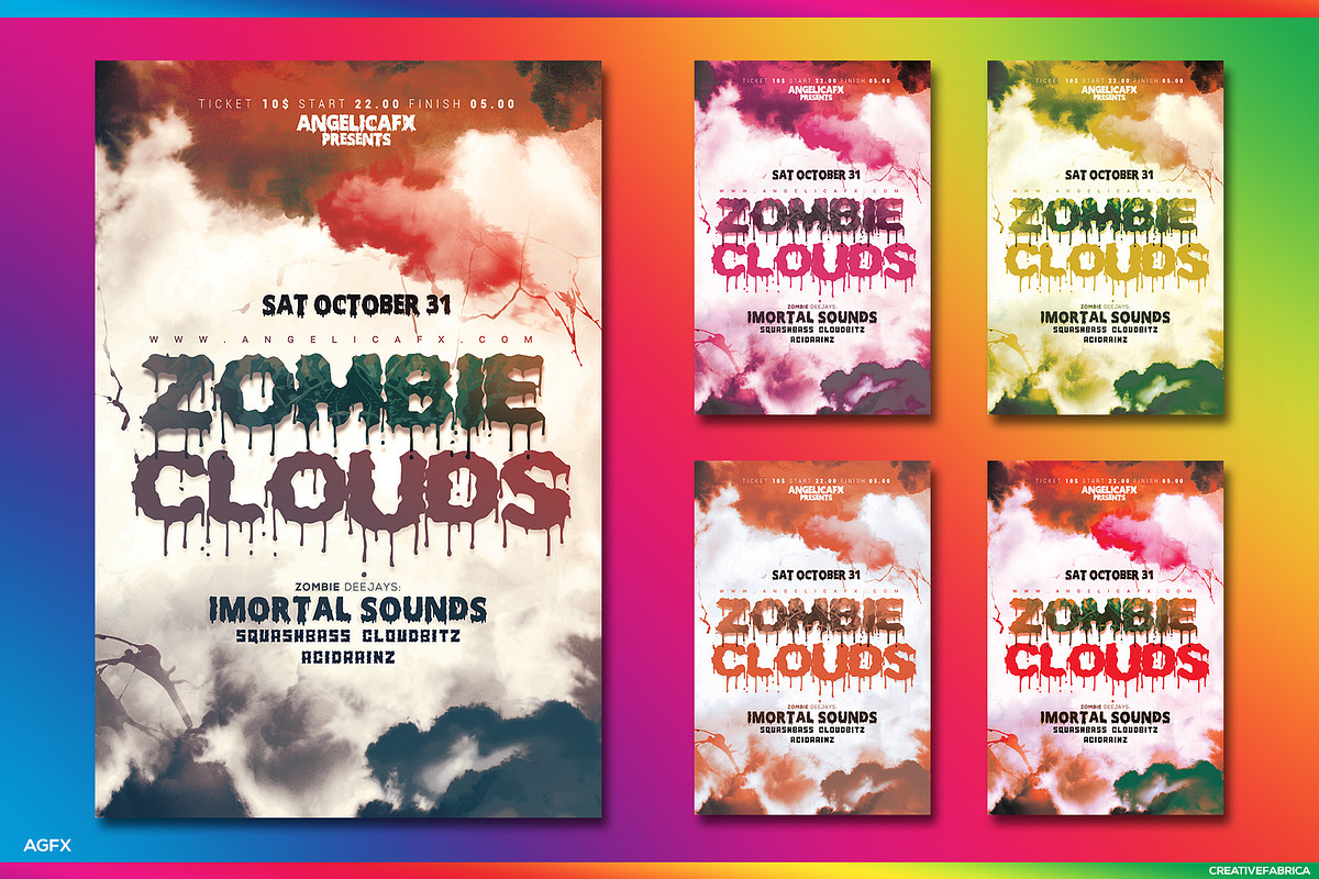 Melting Halloween Zombie Clouds, a Flyer Template by angelicafx (Photo 2 of 3)