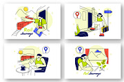 6 Rail Journeys Vector Illustration, a Transportation Illustration by denayunebgt (Thumbnail 2 of 3)