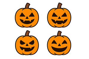 Colorful carved pumpkins, an Illustration by ZinetroN
