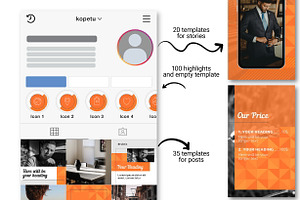 Orange CANVA Instagram Template Set