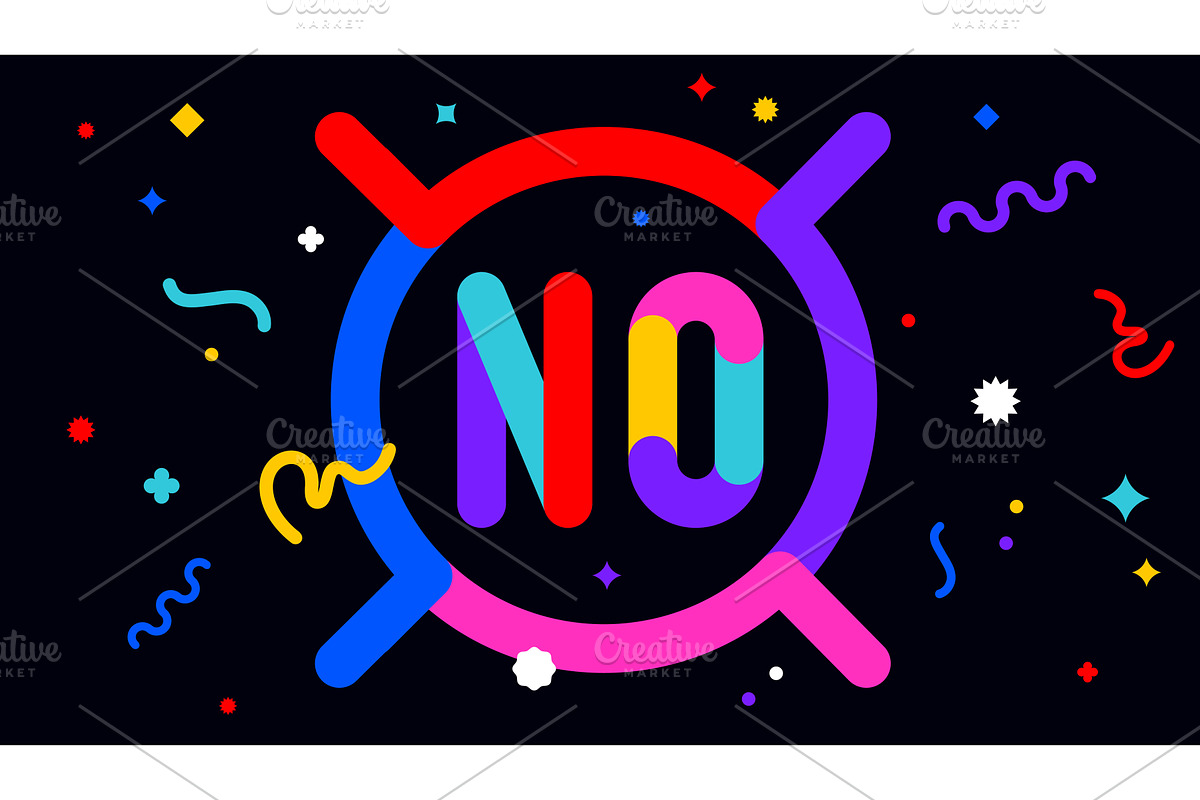 No. Funny phrase, text, message No, an Illustration by Foxys Graphic