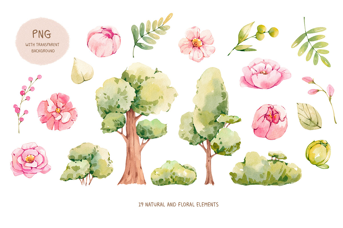 My little town. Watercolor clipart, a Decorative Illustration by VerAna (Photo 3 of 11)