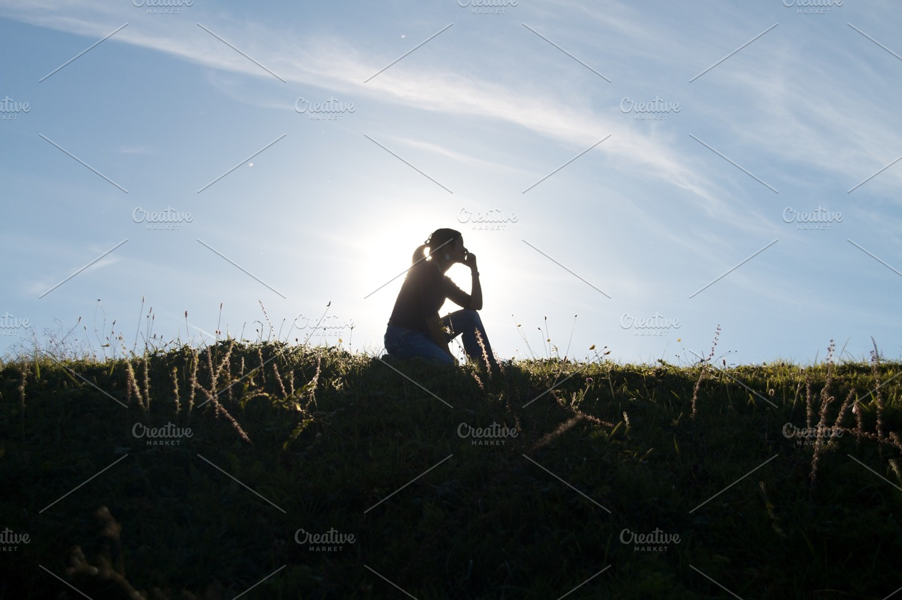 Thinking Girl Containing Woman Girl And Sitting