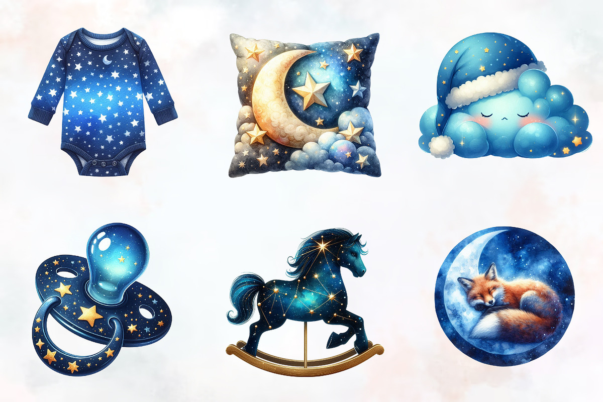 Celestial Midnight Blue Baby Nursery, a Seasonal Illustration by RobertsArt (Photo 4 of 8)