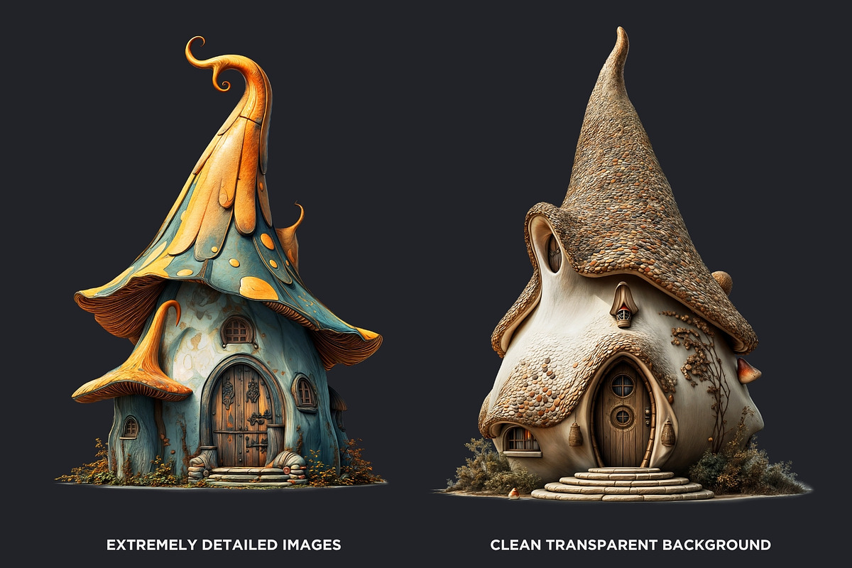 Fairy Tale Houses PNG Clipart Set V2, a Decorative Illustration by ThatsDesignArt (Photo 3 of 10)