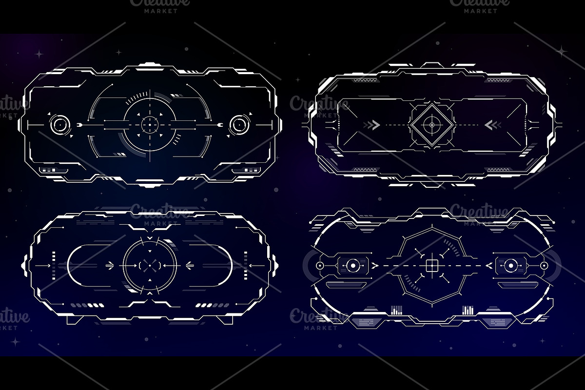 HUD aim control frame interface, a Technology Illustration by Vector Tradition (Photo 3 of 3)