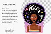 Pisces Editorial Sticker Set, a Person Illustration by Jakayla Digital Co (Thumbnail 2 of 10)