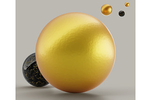 3d render gold sphere and black, an Object 3D Model by Marozhkastudio