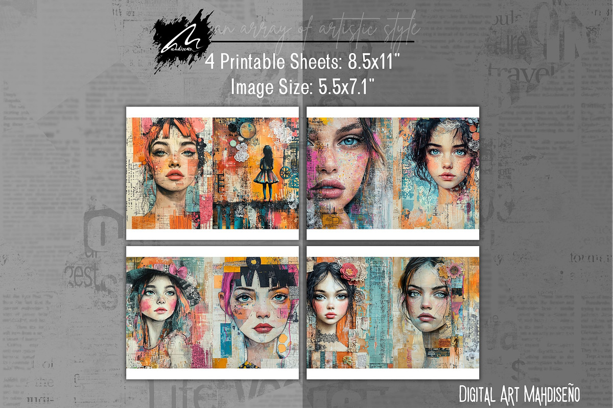 Mixed Media Girl, Lace Journal Pages, a Person Illustration by Digital Art Mahdiseño (Photo 4 of 10)