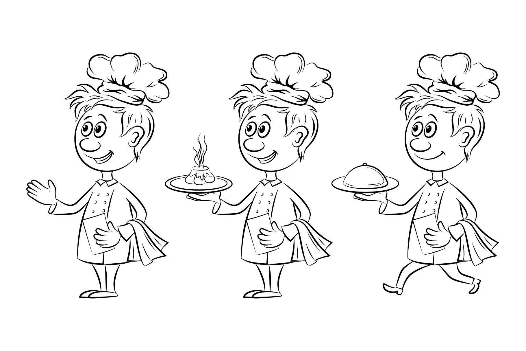 Cartoon Cooks Contours | Food Illustrations ~ Creative Market