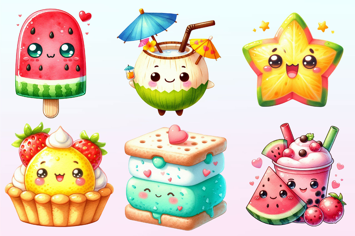 Kawaii Sweet Summer Food Clipart, a Graphic by CitraGraphics (Photo 2 of 4)