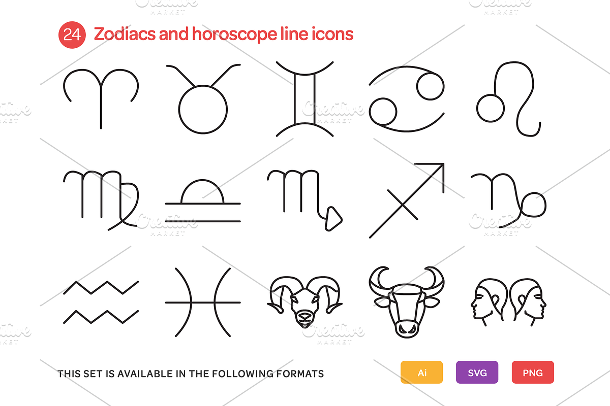 Zodiacs and Horoscope Line Icons, an Icon by Vectopus.com (Photo 2 of 4)