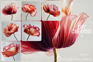 Delicate Silk Poppy Embroidery Art, a Decorative Illustration by yahu88studio