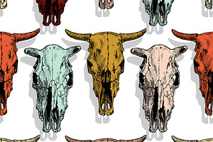 Cow And Bull Skull Set