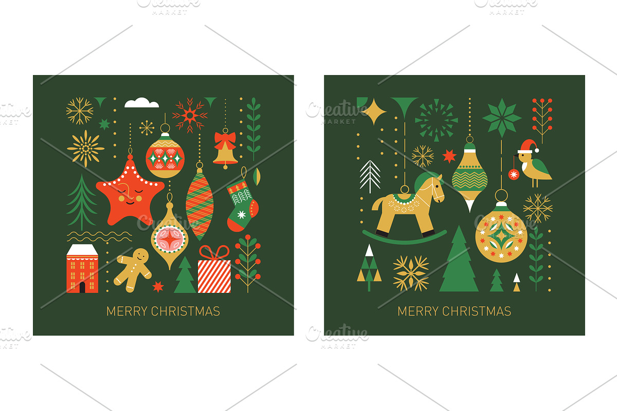 Christmas Vector Elements for Cards, a Seasonal Illustration by lenlis (Photo 2 of 6)
