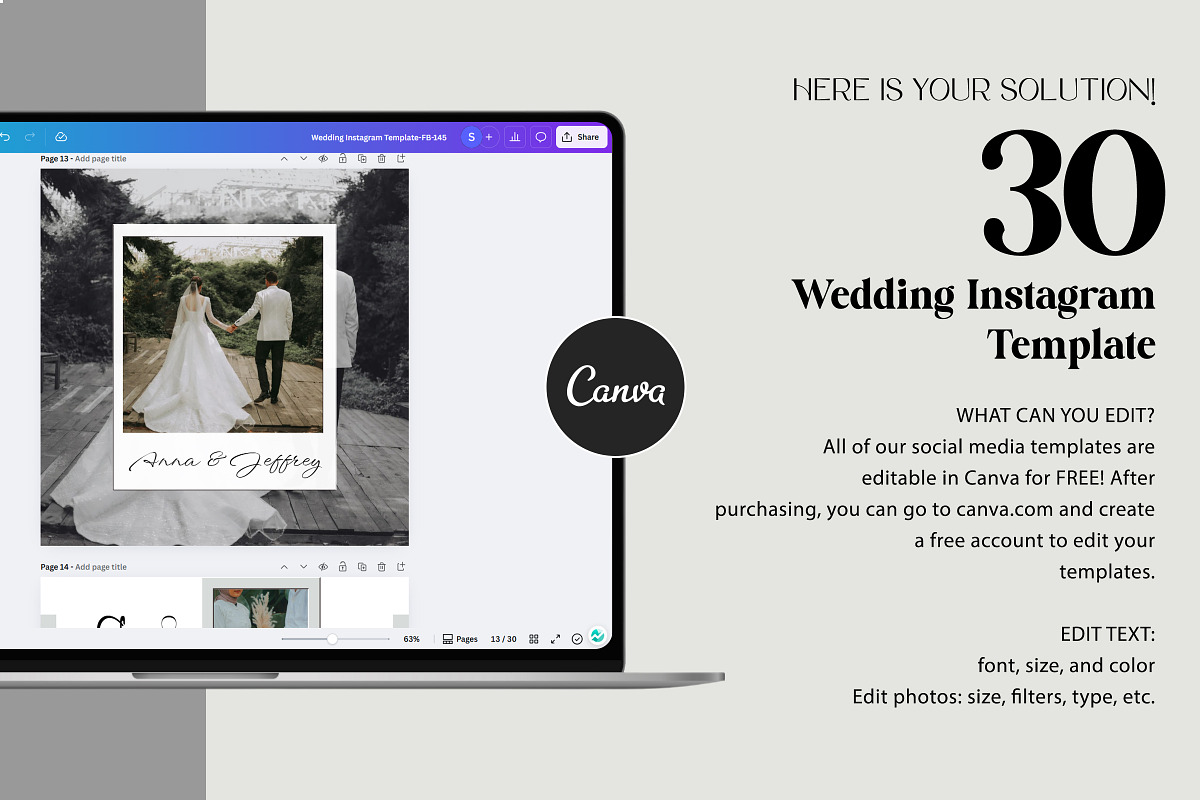 Wedding Instagram Canva Template preview 4