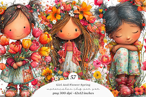 Whimsical girl and flower spring PNG, an Illustration by SinaCreation