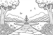 Peaceful Garden Line Art Coloring Se, an Illustration by Designs_River (Thumbnail 5 of 7)