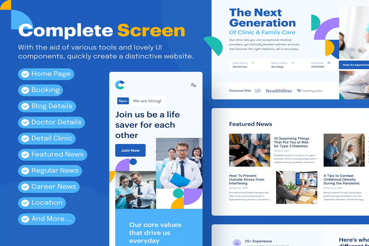 Clinically Clinic & Hospital Website, an UI Kit Template by Creative Perspective (Photo 5 of 8)