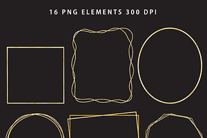 Gold Frame Clipart, Geometric Gold