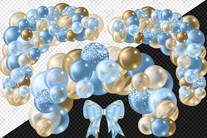 Blue And Gold Balloon Arch Clipart